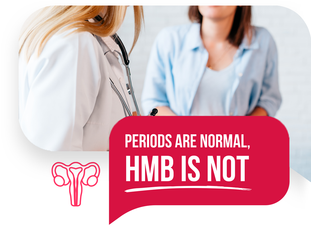 Woman discussing heavy periods with doctor